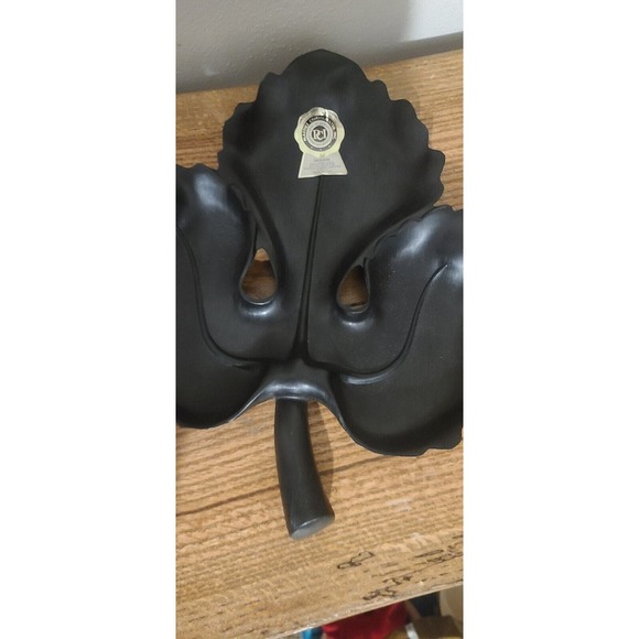 Vintage A Lucky Wish Black Leaf Serving Tray Made In USA - Picture 2 of 6